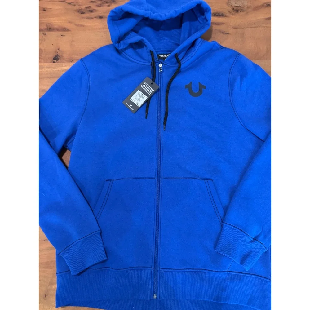 True Religion Men's Y2K Surf The Web Contrast TR Zip Hoodie $124 Blue NWT XL